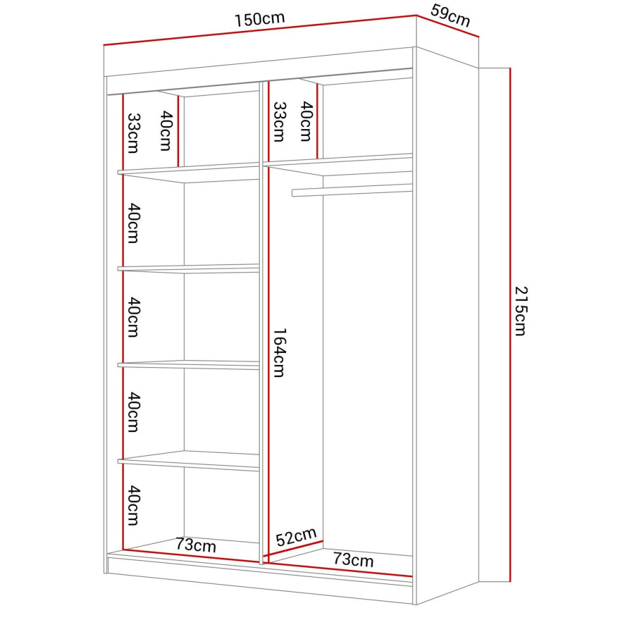 Szafa przesuwna dwudrzwiowa LAINA dąb artisan czarny mat Szafa przesuwna dwudrzwiowa LAINA dąb artisan czarny mat