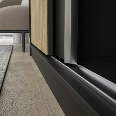 Szafa przesuwna dwudrzwiowa LAINA dąb artisan czarny mat Szafa przesuwna dwudrzwiowa LAINA dąb artisan czarny mat