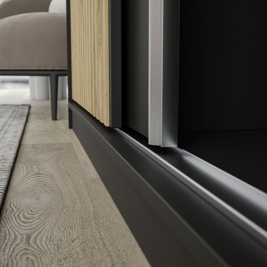 Szafa przesuwna dwudrzwiowa LAINA dąb artisan czarny mat Szafa przesuwna dwudrzwiowa LAINA dąb artisan czarny mat