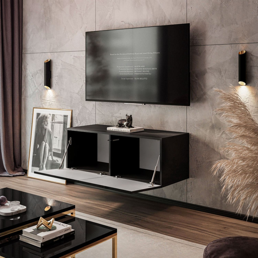 Szafka RTV COLGANTE 100 czarny wysoki połysk Szafka RTV COLGANTE 100 czarny wysoki połysk