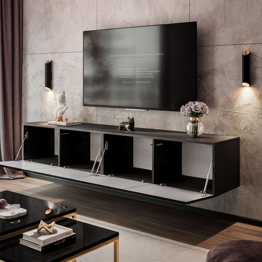 Szafka RTV COLGANTE 200 czarny wysoki połysk Szafka RTV COLGANTE 200 czarny wysoki połysk