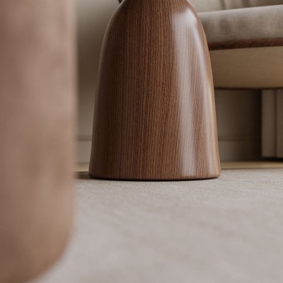 Okrągła ława BELLE orzech biały marmur