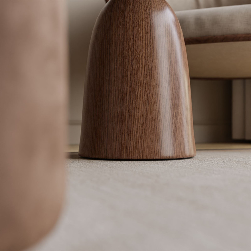 Okrągła ława BELLE orzech biały marmur