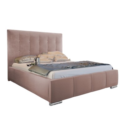 Łóżko tapicerowane STELLA z kryształkami 160x200 cm wysoki zagłówek Jasmine 61