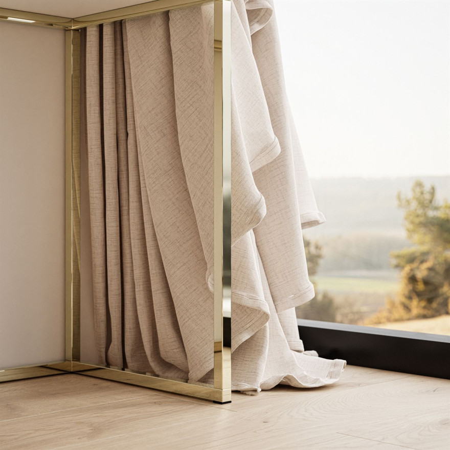 Toaletka kosmetyczna QUINNIE z lustrem LED złoty chrom Toaletka kosmetyczna QUINNIE z lustrem LED złoty chrom