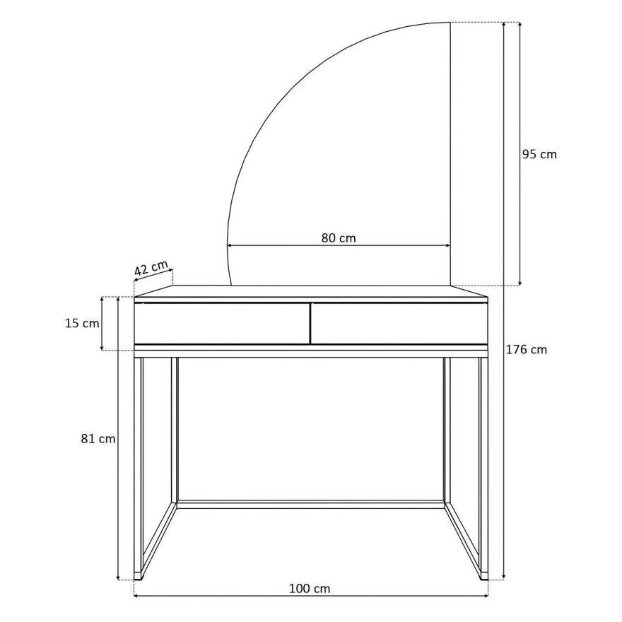 Toaletka kosmetyczna QUINNIE z lustrem LED złoty chrom Toaletka kosmetyczna QUINNIE z lustrem LED złoty chrom