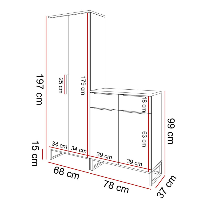 Garderoba TOP V dąb artisan
