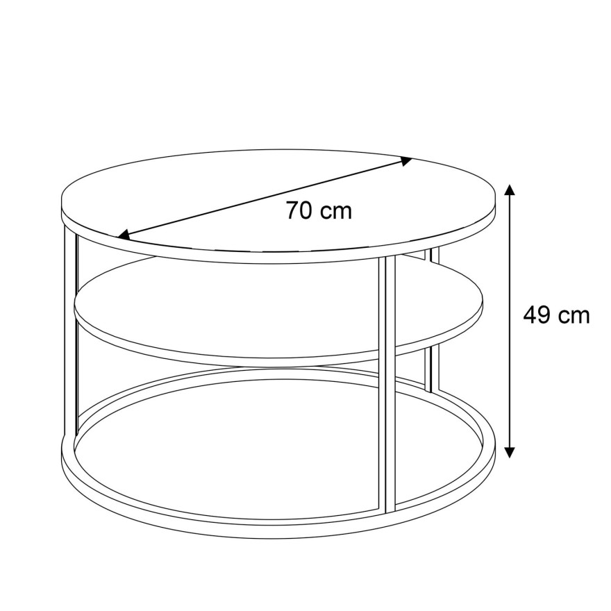 Okrągły stolik kawowy COREIL MARMUR z półką