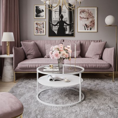 Okrągły stolik kawowy CIRI GLASS z półką Okrągły stolik kawowy CIRI GLASS z półką