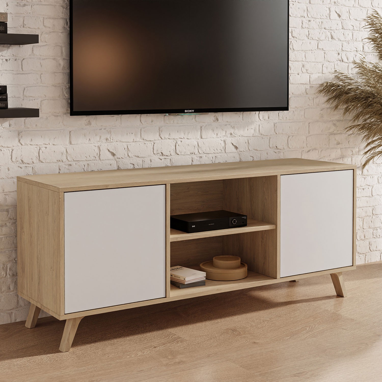 Szafka RTV WINDY II dąb puccini biały