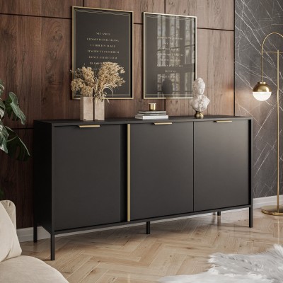 Komoda trzydrzwiowa LARETTO 153 cm 3D antracyt