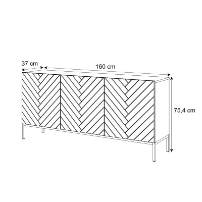 Komoda SANTILE na złotych nogach wysoki połysk