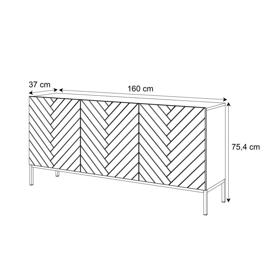 Komoda SANTILE na złotych nogach wysoki połysk