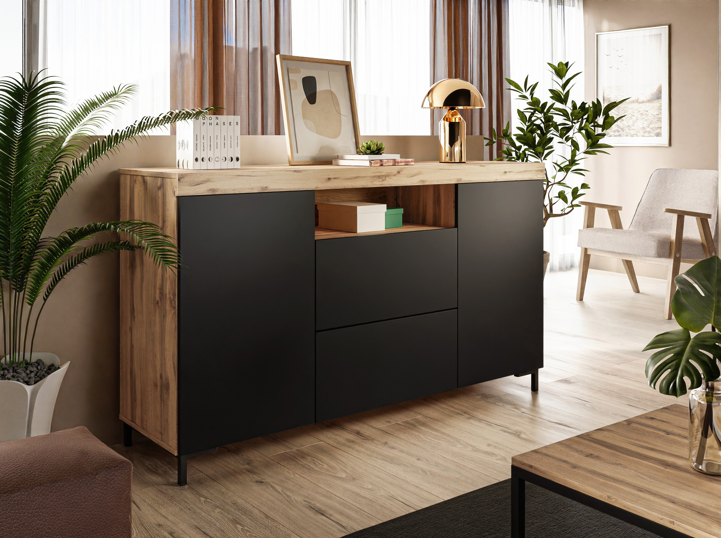 Komoda YOSHI II nóżki dąb wotan