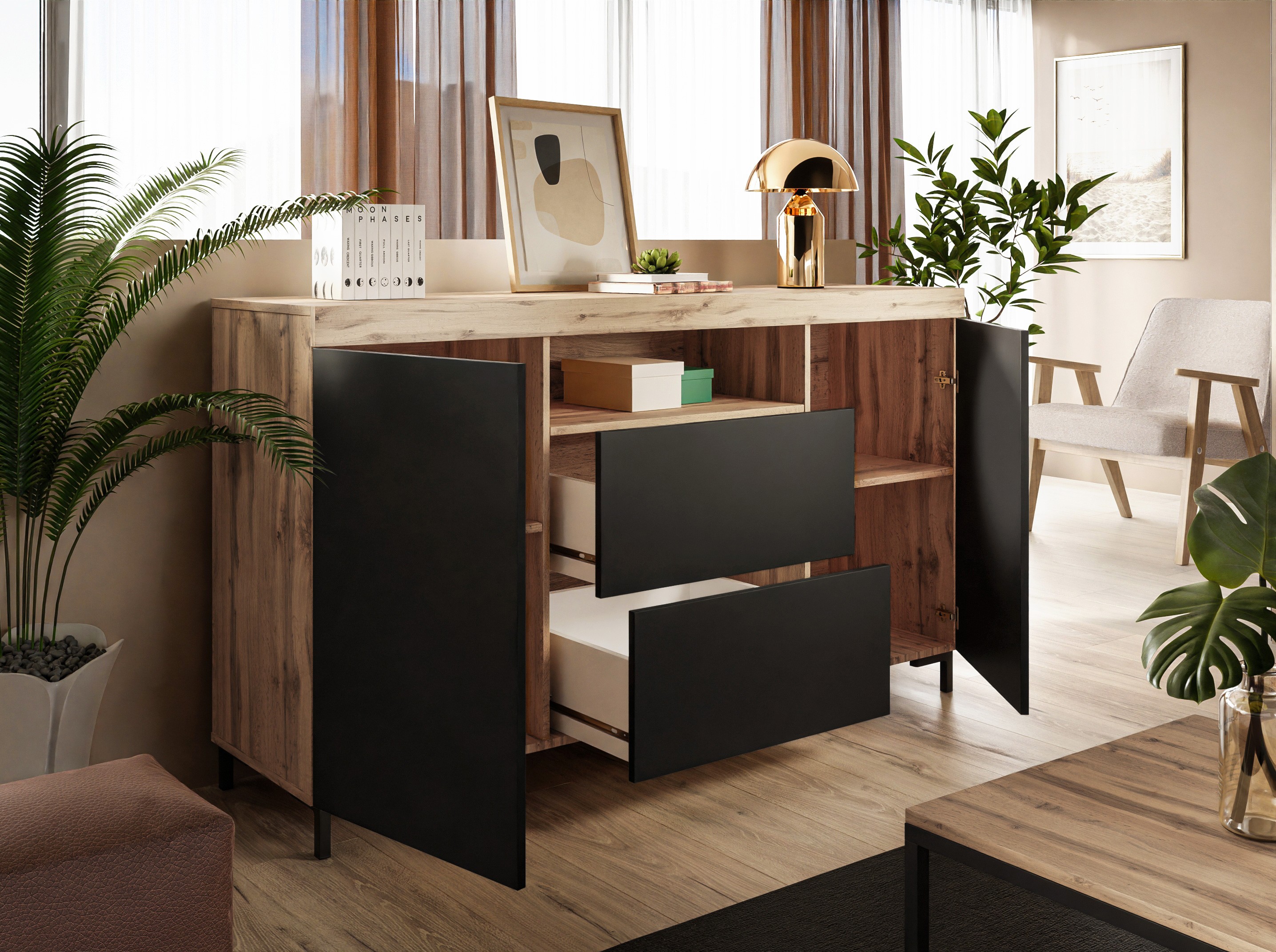 Komoda YOSHI II nóżki dąb wotan