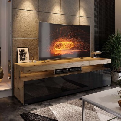 Szafka pod telewizor W9.314 VANCOUVER dąb artisan czarny połysk