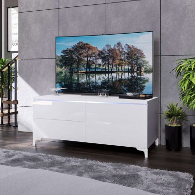 Szafka RTV 11W biały połysk z oświetleniem LED
