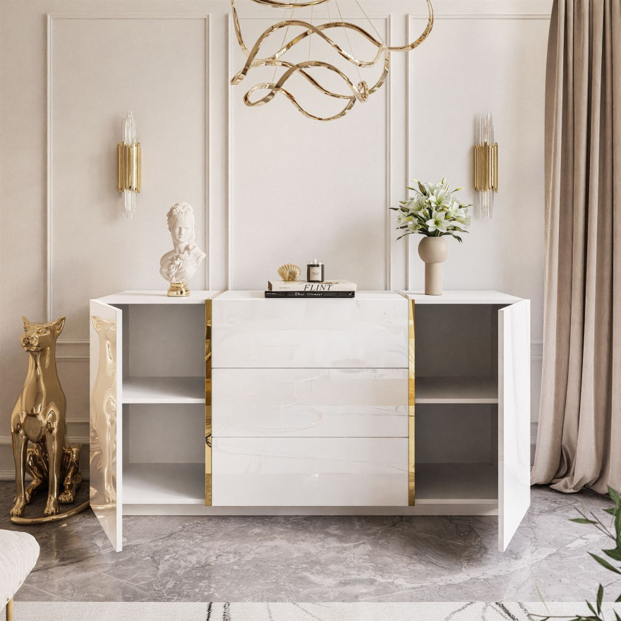 Komoda z szufladami ONYX wysoki połysk 158 cm