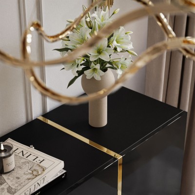 Komoda z szufladami ONYX na złotych nóżkach wysoki połysk 158 cm