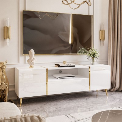 Szafka RTV ONYX na nóżkach wysoki połysk 158 cm