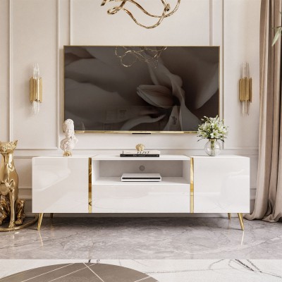 Szafka RTV ONYX na nóżkach wysoki połysk 158 cm Szafka RTV ONYX na nóżkach wysoki połysk 158 cm