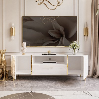 Szafka RTV ONYX na nóżkach wysoki połysk 158 cm Szafka RTV ONYX na nóżkach wysoki połysk 158 cm