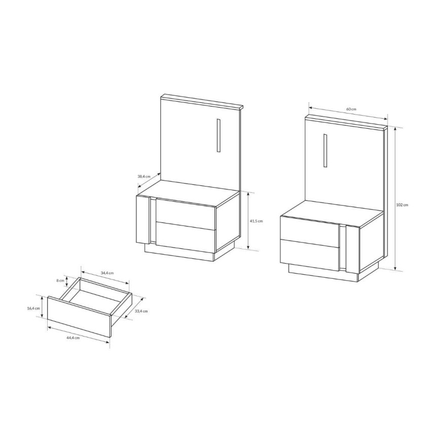 Stoliki nocne ARCON biały połysk z oświetleniem LED