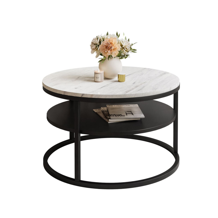 Okrągły stolik kawowy CIRI SLIM LEVANTO z półką