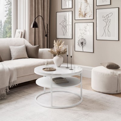 Okrągły stolik kawowy CIRI SLIM z półką wysoki połysk Okrągły stolik kawowy CIRI SLIM z półką wysoki połysk