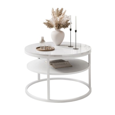 Okrągły stolik kawowy CIRI SLIM z półką wysoki połysk Okrągły stolik kawowy CIRI SLIM z półką wysoki połysk