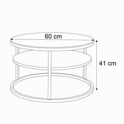 Okrągły stolik kawowy CIRI SLIM z półką wysoki połysk