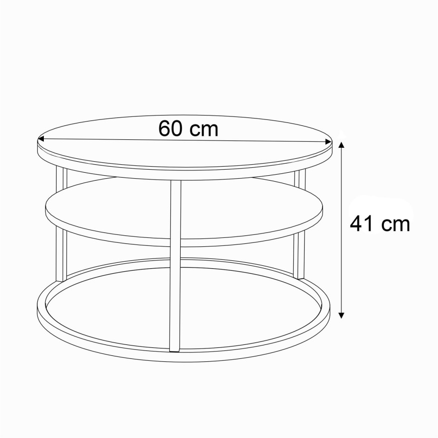 Okrągły stolik kawowy CIRI SLIM z półką wysoki połysk