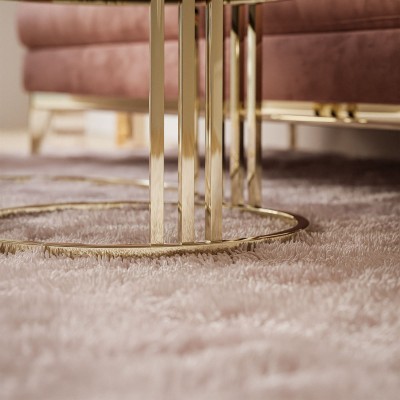 Okrągły stolik kawowy 2w1 LORI złoty chrom wysoki połysk Okrągły stolik kawowy 2w1 LORI złoty chrom wysoki połysk