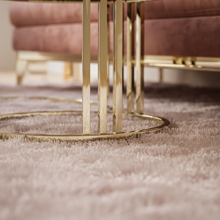 Okrągły stolik kawowy 2w1 LORI złoty chrom wysoki połysk Okrągły stolik kawowy 2w1 LORI złoty chrom wysoki połysk