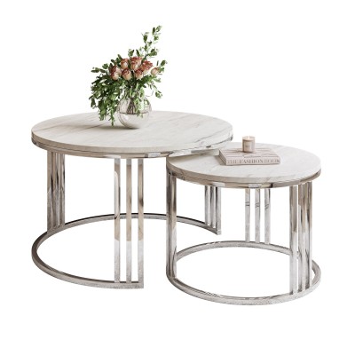 Okrągły stolik kawowy 2w1 LORI LEVANTO srebrny chrom Okrągły stolik kawowy 2w1 LORI LEVANTO srebrny chrom