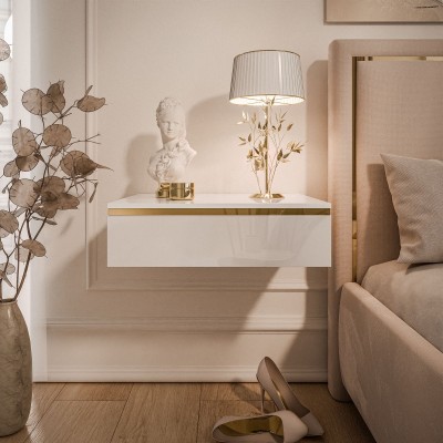 Stolik nocny AURORA wiszący biały połysk Stolik nocny AURORA wiszący biały połysk