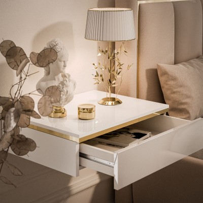 Stolik nocny AURORA wiszący biały połysk Stolik nocny AURORA wiszący biały połysk