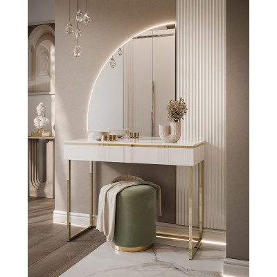 Toaletka kosmetyczna AURORA-Q GOLD biały połysk na złotym stelażu