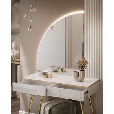 Toaletka kosmetyczna AURORA-SQ z lustrem biały połysk