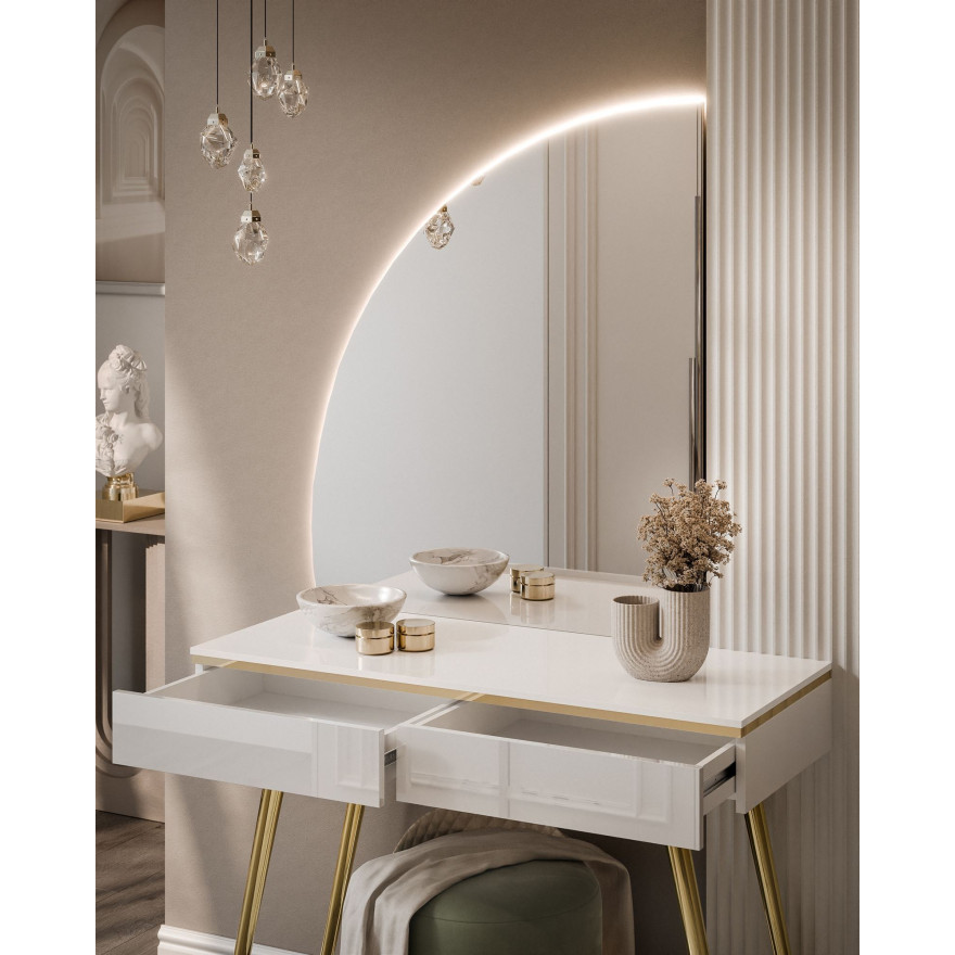 Toaletka kosmetyczna AURORA-SQ z lustrem biały połysk