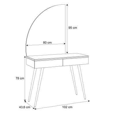 Toaletka kosmetyczna AURORA-SQ z lustrem biały połysk