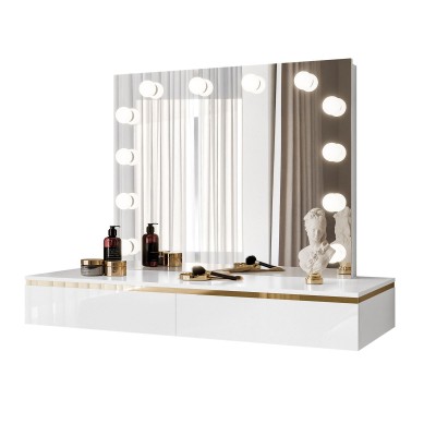 Toaletka kosmetyczna AURORA ELITE wisząca z lustrem biały połysk Toaletka kosmetyczna AURORA ELITE wisząca z lustrem biały połysk