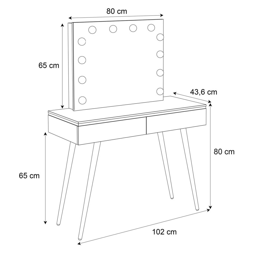 Toaletka kosmetyczna AURORA-S ELITE z lustrem biały połysk