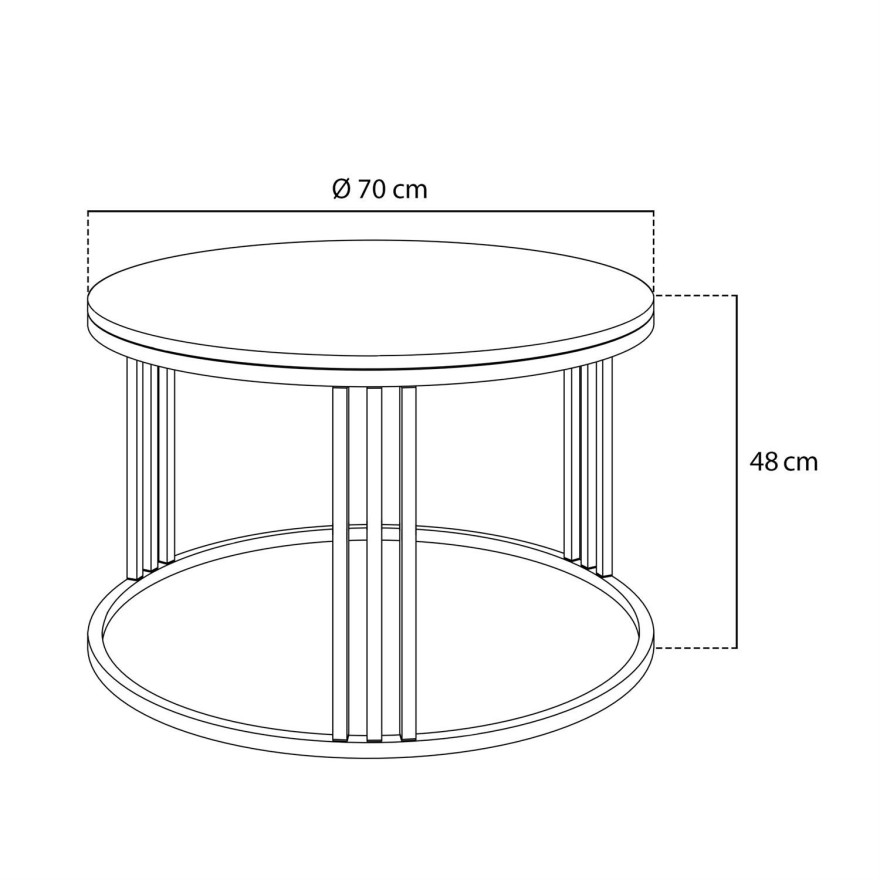 Okrągły stolik kawowy LORI ze złotym stelażem czarny mat