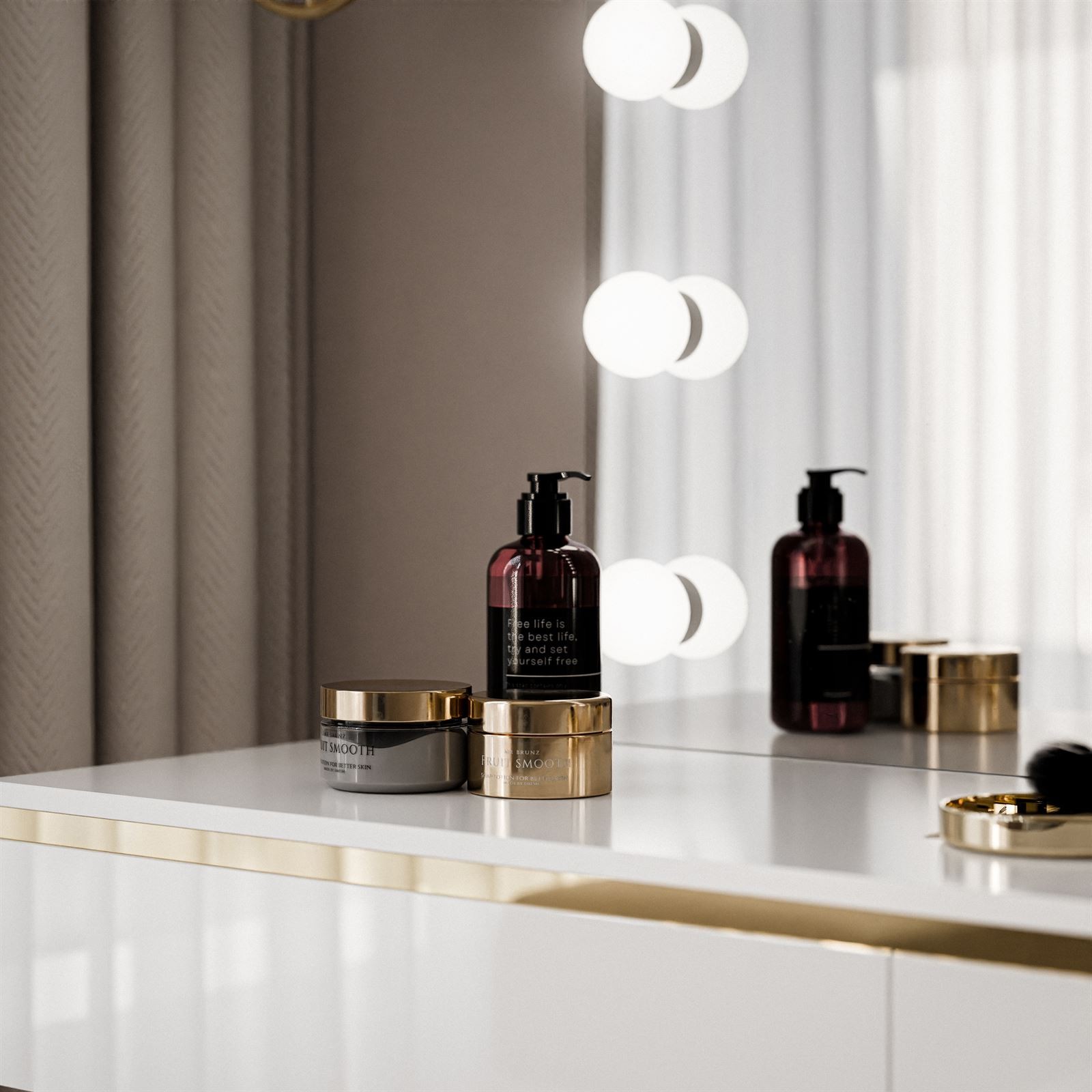 Toaletka kosmetyczna AURORA GOLD ELITE z lustrem biały połysk