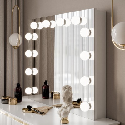 Toaletka kosmetyczna AURORA GOLD ELITE z lustrem biały połysk Toaletka kosmetyczna AURORA GOLD ELITE z lustrem biały połysk