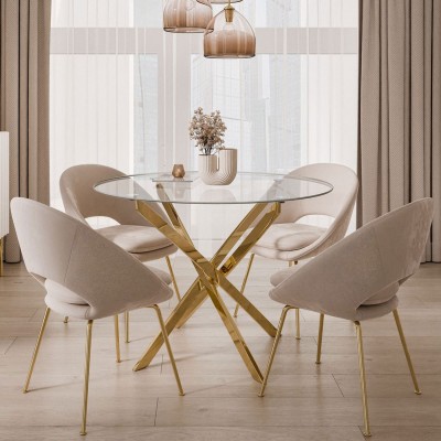 Okrągły stół CRISTAL 100 cm szklany blat
