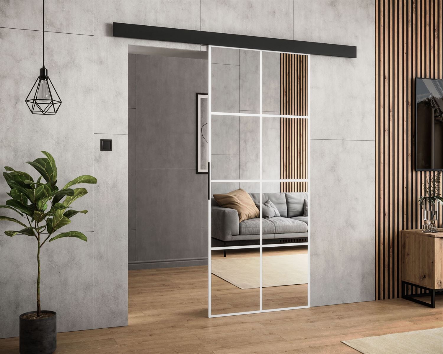 Drzwi przesuwne SQUARE z lustrem