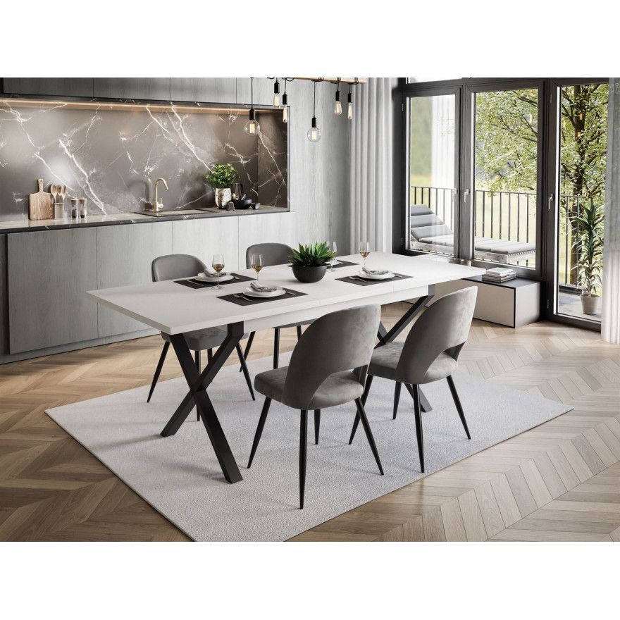 Zestaw mebli X ART - O z 4 krzesłami biały mat