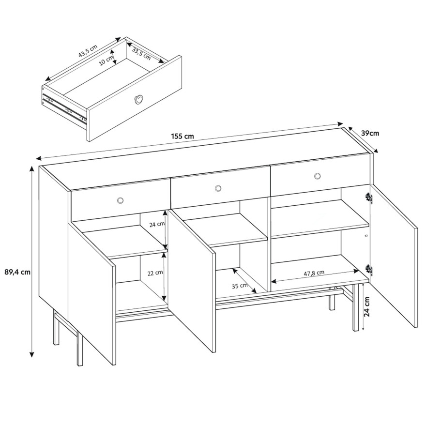 Komoda trzydrzwiowa DIVIENNE Komoda trzydrzwiowa DIVIENNE